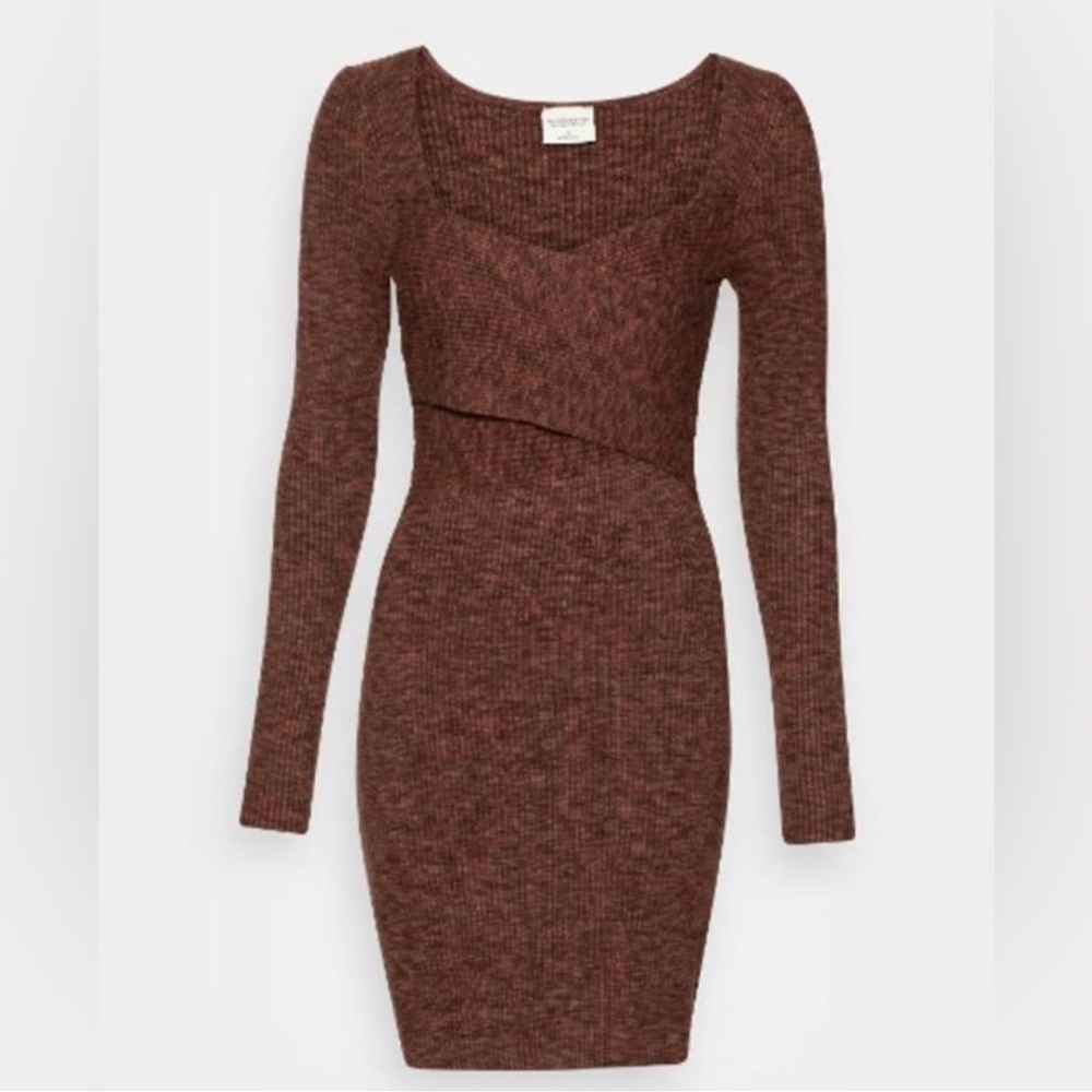 Abercrombie & Fitch Long-Sleeve Wrap Front Mini Sweater Dress Size Med Tall NWT